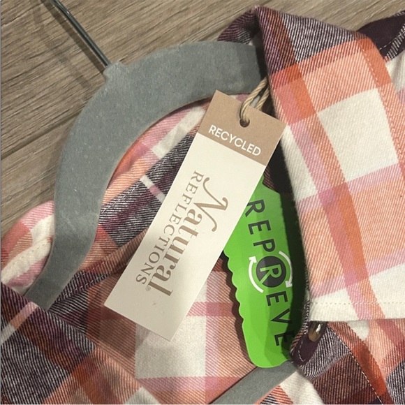 NWT Natural Reflections Vibrant Plaid Button Down Shirt Size L - Picture 7 of 8